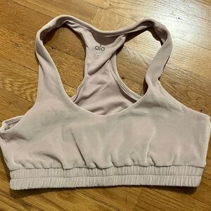 Alo Yoga Size M  Velour Glimmer Scoop Neck Bra Dusty Pink